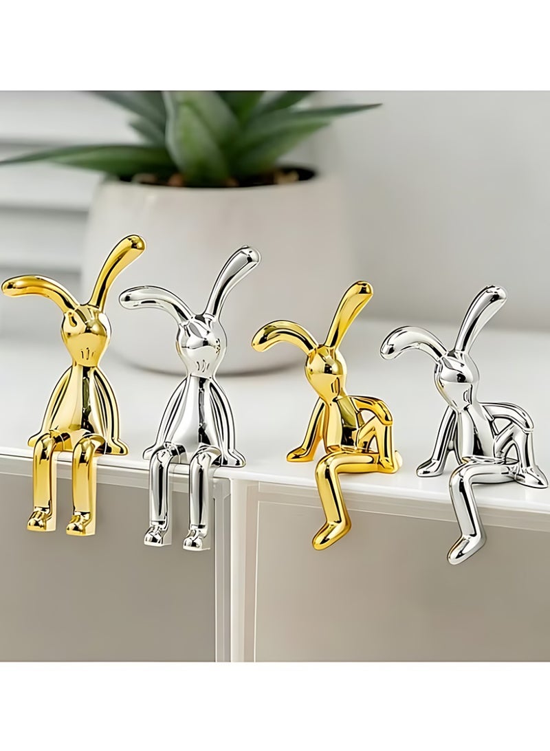 Set of 4 Rabbit Car Ornaments Light Luxury Ornaments Cute Car Interiors Car Decorations Creative Car Centre Console Jewelry - Image 2
